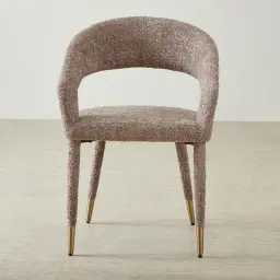 Moulin Warm Taupe Woven Fabric Dining Chair - Champagne Gold Legs