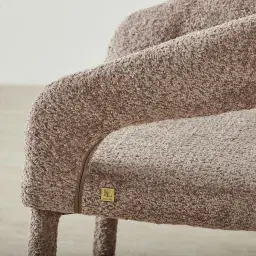 Moulin Warm Taupe Woven Fabric Dining Chair - Champagne Gold Legs