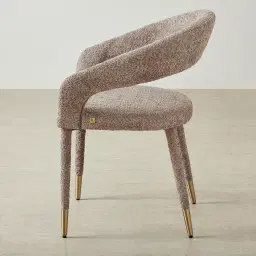 Moulin Warm Taupe Woven Fabric Dining Chair - Champagne Gold Legs