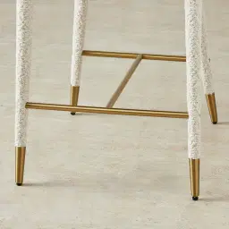 Moulin Stone Cream Woven Fabric 66cm Counter Stool - Champagne Gold Legs