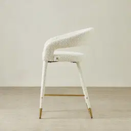 Moulin Stone Cream Woven Fabric 66cm Counter Stool - Champagne Gold Legs