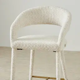 Moulin Stone Cream Woven Fabric 66cm Counter Stool - Champagne Gold Legs