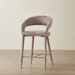 Moulin Warm Taupe Woven Fabric 66cm Counter Stool - Champagne Gold Legs
