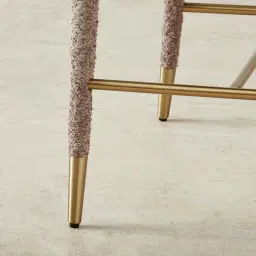 Moulin Warm Taupe Woven Fabric 66cm Counter Stool - Champagne Gold Legs