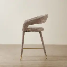 Moulin Warm Taupe Woven Fabric 66cm Counter Stool - Champagne Gold Legs