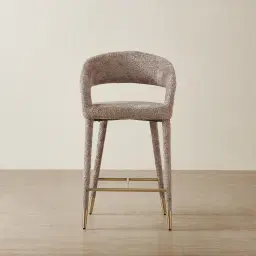 Moulin Warm Taupe Woven Fabric 66cm Counter Stool - Champagne Gold Legs
