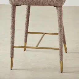 Moulin Warm Taupe Woven Fabric 66cm Counter Stool - Champagne Gold Legs