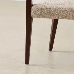 Lila Mid Beige Woven Fabric Dining Chair - Ebony Brown Wooden Legs