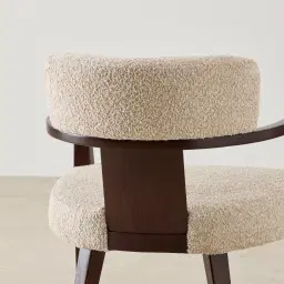 Lila Mid Beige Woven Fabric Dining Chair - Ebony Brown Wooden Legs