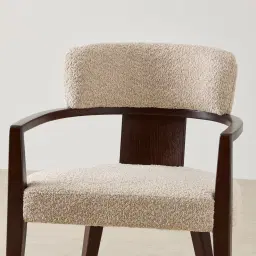 Lila Mid Beige Woven Fabric Dining Chair - Ebony Brown Wooden Legs