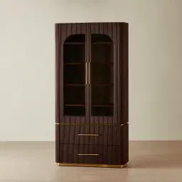 San Pierre II Ebony Brown Ash Veneer High Cabinet