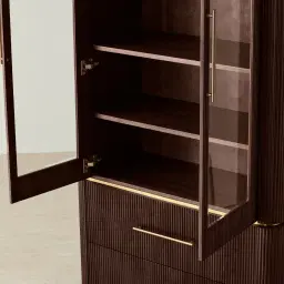 San Pierre II Ebony Brown Ash Veneer High Cabinet