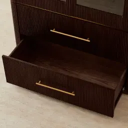 San Pierre II Ebony Brown Ash Veneer High Cabinet