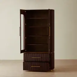 San Pierre II Ebony Brown Ash Veneer High Cabinet