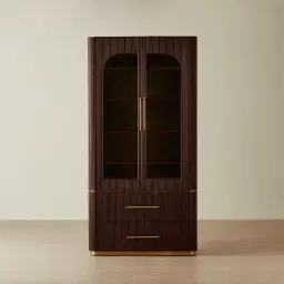 San Pierre II Ebony Brown Ash Veneer High Cabinet