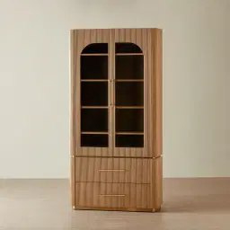 San Pierre II Light Brown Ash Veneer High Cabinet