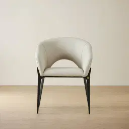 Polina Glacier Grey Vegan Leather Dining Chair - Black Legs