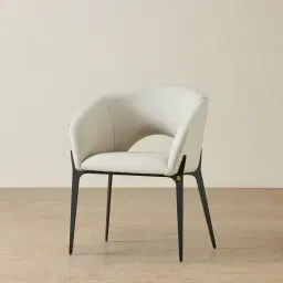 Polina Glacier Grey Vegan Leather Dining Chair - Black Legs