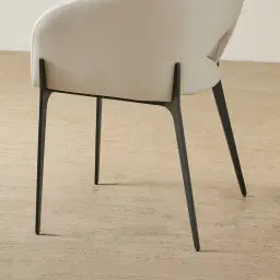 Polina Glacier Grey Vegan Leather Dining Chair - Black Legs