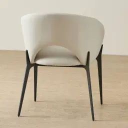 Polina Glacier Grey Vegan Leather Dining Chair - Black Legs
