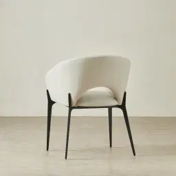 Polina Glacier Grey Vegan Leather Dining Chair - Black Legs