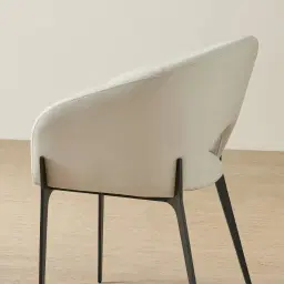 Polina Glacier Grey Vegan Leather Dining Chair - Black Legs
