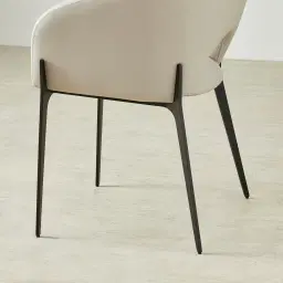 Polina Glacier Grey Vegan Leather Dining Chair - Black Legs