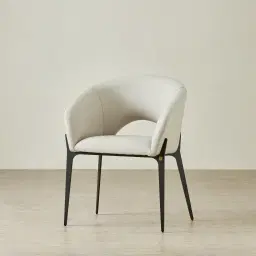 Polina Glacier Grey Vegan Leather Dining Chair - Black Legs