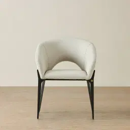 Polina Glacier Grey Vegan Leather Dining Chair - Black Legs