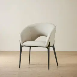 Polina Glacier Grey Vegan Leather Dining Chair - Black Legs