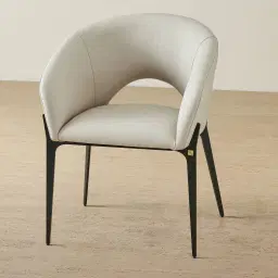 Polina Glacier Grey Vegan Leather Dining Chair - Black Legs