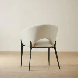 Polina Glacier Grey Vegan Leather Dining Chair - Black Legs