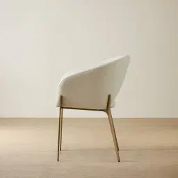 Polina Glacier Grey Vegan Leather Dining Chair - Brushed Bronze Legs