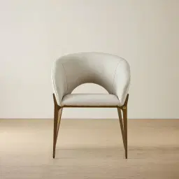 Polina Glacier Grey Vegan Leather Dining Chair - Brushed Bronze Legs