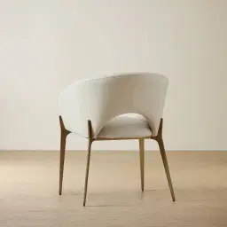 Polina Glacier Grey Vegan Leather Dining Chair - Brushed Bronze Legs