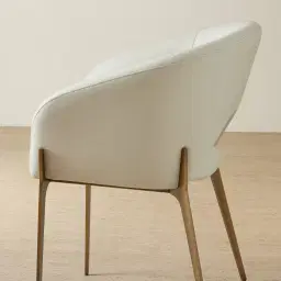 Polina Glacier Grey Vegan Leather Dining Chair - Brushed Bronze Legs