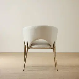 Polina Glacier Grey Vegan Leather Dining Chair - Brushed Bronze Legs