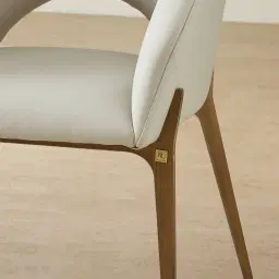 Polina Glacier Grey Vegan Leather Dining Chair - Brushed Bronze Legs