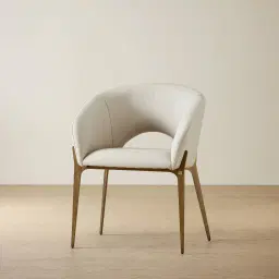 Polina Glacier Grey Vegan Leather Dining Chair - Brushed Bronze Legs