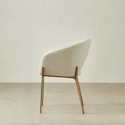 Polina Glacier Grey Vegan Leather Dining Chair - Brushed Bronze Legs