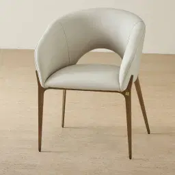 Polina Glacier Grey Vegan Leather Dining Chair - Brushed Bronze Legs
