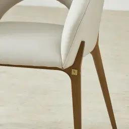 Polina Glacier Grey Vegan Leather Dining Chair - Brushed Bronze Legs