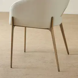 Polina Glacier Grey Vegan Leather Dining Chair - Brushed Bronze Legs