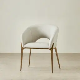 Polina Glacier Grey Vegan Leather Dining Chair - Brushed Bronze Legs