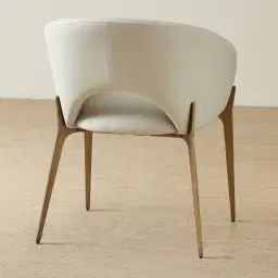 Polina Glacier Grey Vegan Leather Dining Chair - Brushed Bronze Legs