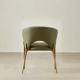 Polina Sage Green Vegan Leather Dining Chair - Brushed Bronze Legs
