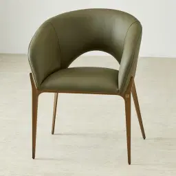 Polina Sage Green Vegan Leather Dining Chair - Brushed Bronze Legs