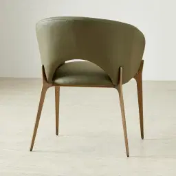 Polina Sage Green Vegan Leather Dining Chair - Brushed Bronze Legs