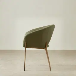 Polina Sage Green Vegan Leather Dining Chair - Brushed Bronze Legs