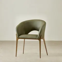 Polina Sage Green Vegan Leather Dining Chair - Brushed Bronze Legs